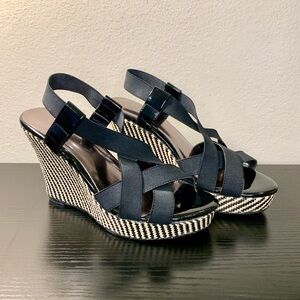 Charles by Charles David Black Patterned Wedges, Size 5.5